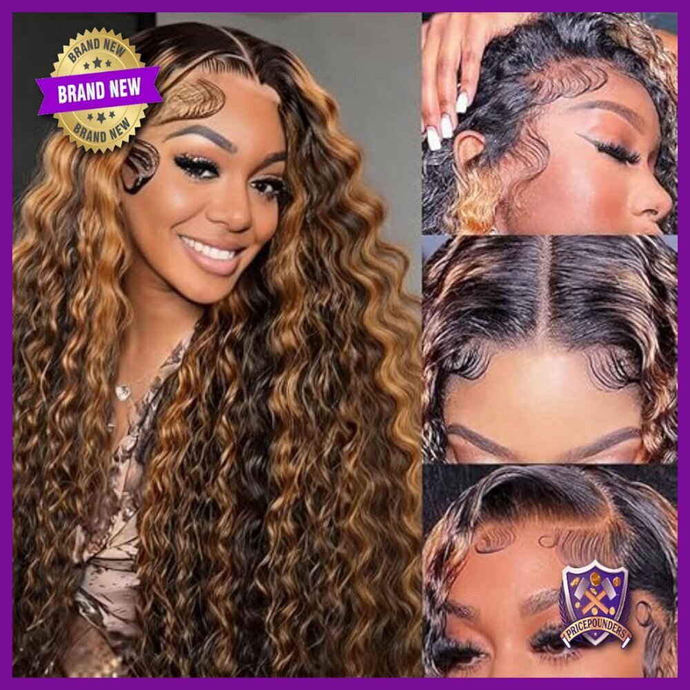 28 Inch Deep Wave Lace Front Wig Human Hair Glueless Pre Plucked